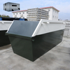 skip bin with one side tilted