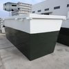 skip bin with one side tilted
