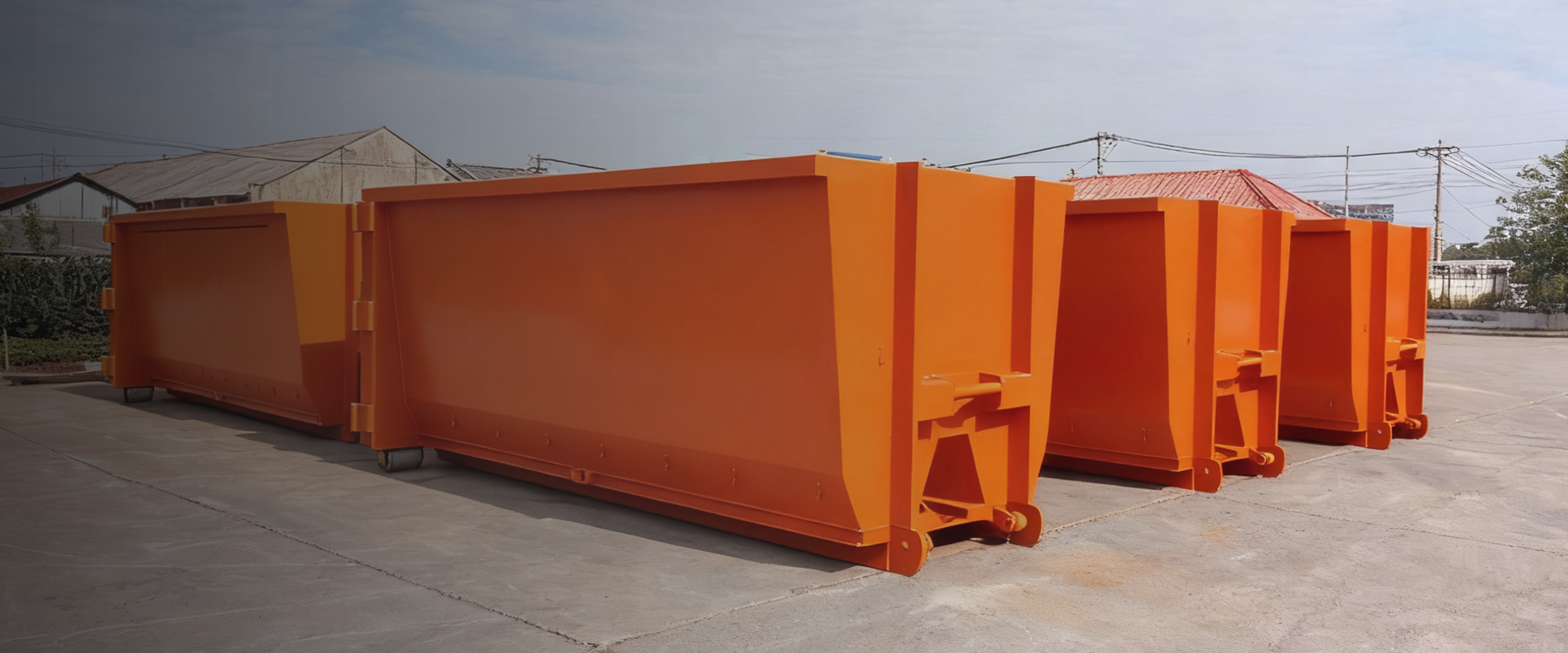 Orange Industrial Skip Bins Production Line Display